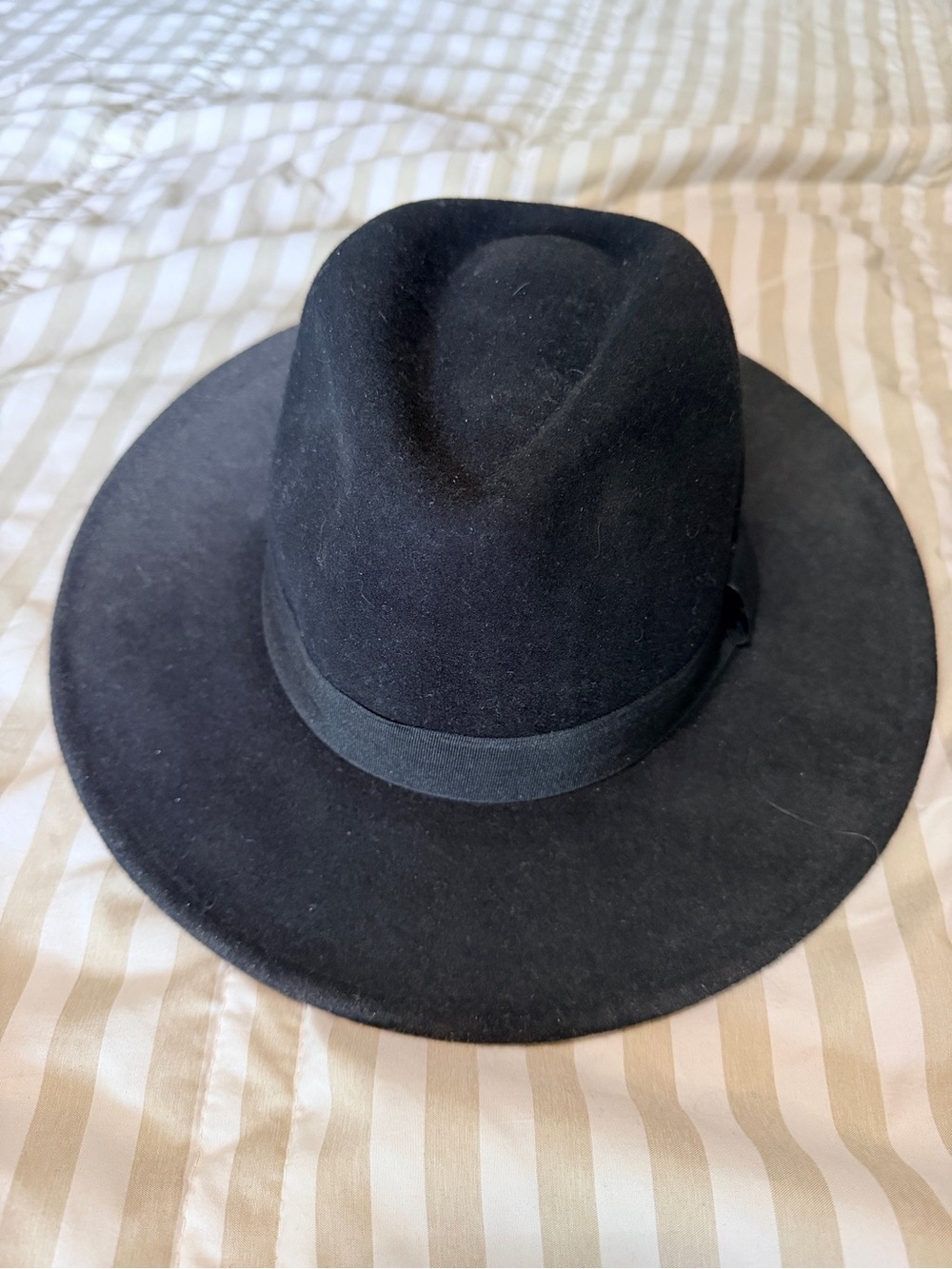 Classic Black Wool wide-brimmed Hat